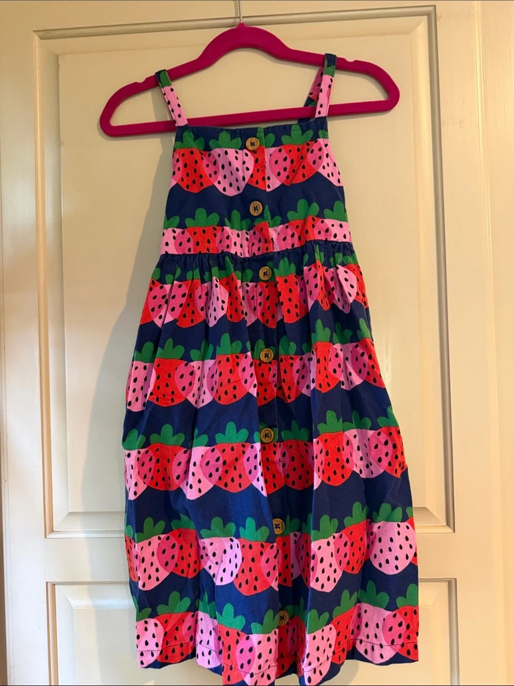 Hanna Andersson Navy Strawberry Print Sundress with Pink and Red Berries